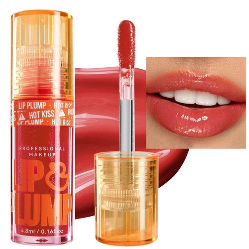 Lipgloss Lip Oil Duck Lip Plumper Gloss High Pigment Plumping Lip Gloss With Spicy Ginger Moisturizing Shiny Glitter And Vegan Tinted Lip Makeup Suitable For Women Girls Dry Lip Care Red Rose Nude 02