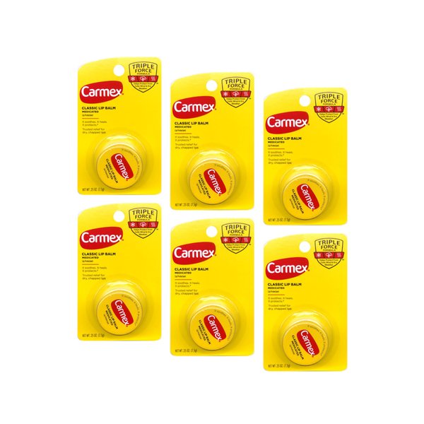 Carmex Classic Lip Balm Medicated 0.25 oz (Pack of 6)