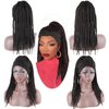 LEOSA Braid Headband Wig Brown Braided Wigs for Black Women Synthetic Box Braid Wig with Headband Attached Cornrow Braided Hair Head Wrap Wig