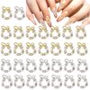 30Pcs Silver Gold Wreath Nail Charms 3D Christmas Pearl Garland Nail Charms Xmas Winter Alloy Rhinestone Bows Nail Charms for Women Girls DIY Manicure Nail Art Decoration Accessories