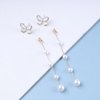 Sttiafay Vintage Crystal Butterfly Pearl Earrings Long pearl Drop Earrings Gold Pearl Tassel Chain Earrings Sparkly Cz Butterfly Stud Earrings Jewelry for Women