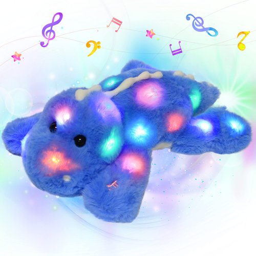 Hopearl LED Musical Stuffed Dinosaur Lighting Up Singing Soft Floppy Plush Toy Adjustable Volume ...