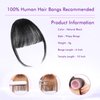 ELEFOCUS Clip in Bangs 100% Real Human Hair Extensions Wispy Natural Black Fake Bangs Hair Clip on bangs for women Fringe with Temples Hairpieces Faux Bangs for Daily Wear