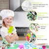 TEUVO Kids Baking Chef Set 35 Pcs with Dinosaur Apron and Mitt, Cooking Chef Dress Up Role Play Kitchen Toys Set for Kids Aged 3 4 5 6 7 8