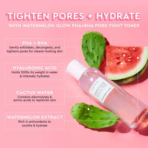 Glow Recipe PHA + BHA Face Toner - Korean Skin Care Toner, Pore Minimizer & Facial Exfoliator for Glass Skin - Tightening & Hydrating Skincare with Hyaluronic Acid & Watermelon (150ml)
