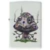 Zippo Custom Lighter - Smoking Mushroom Shroom Psychedelic Eyes Faces White Matte Limited Edition Very Rare! - Gifts for Him, for Her, for Boys, for Girls, for Husband, for Wife, for Them