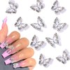 3D Alloy Butterfly Nail Charms,Shiny Diamonds Metal Butterfly Nail Gems Nail Rhinestones Nail Art Charm,Nail Decoration Rhinestones for Nails DIY Manicure Jewelry Accessories Women Nail Supplies,10pcs