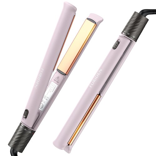 FURIDEN Hair Straightener and Curler 2 in 1, Flat Iron Curling Iron in One, Hair Straightener for Thick Hair and Curly Hair, Long-Last | Defined Curls(Purple)