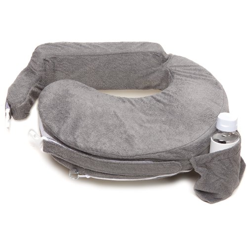 My Brest Friend Deluxe Nursing Pillow for Breastfeeding & Bottle Feeding, Enhanced Posture Support, Double Straps & Removable Extra Soft Slipcover, Evening Grey