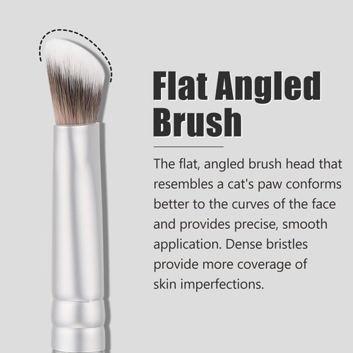 TEOYALL Under-Eye Concealer Brush, Small Flat Angled Synthetic Bristles Flawless Coverage Multitask Brush with Liquid Cream Powder