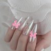 Pink Bow Nail Charm for Women Girl, 100Pcs 3D Nail Decoration Resin Bow Nail Rhinestones Bowknot for DIY Nail Art Accessories