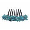 Thai Hair Comb, 4 x 3.5 Inch, Turquoise, Synthetic, Handmade From Thailand, Ornamented Along top of Heading with Stone & Crystal, Ideal for French Twist Hairstyle, Women attending formal events