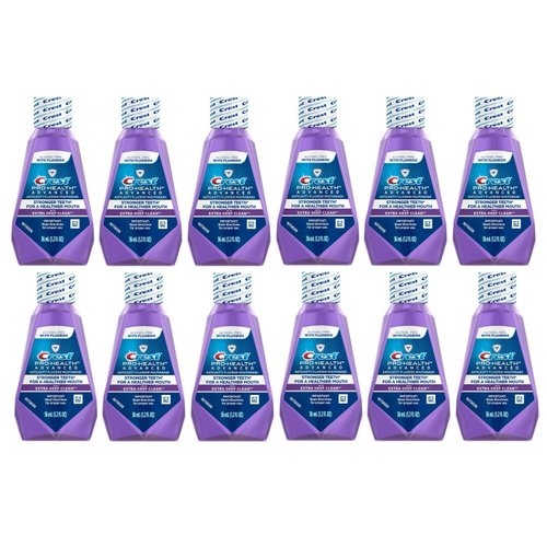 Crest Pro-Health Advanced Anticavity Fluoride Mouthwash/Rinse, Alcohol Free, Travel Size 36 ml,1.22 Fl Oz (Pack of 12)