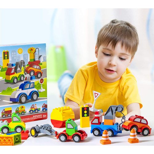 PREXTEX Building Toys for Toddlers - 60-Piece Building Blocks for Toddlers to Build Cars and Trucks - Easy-Grip, Child-Safe Design for 3 up - Creative STEM Learning and Fine Motor Skill Development