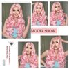 Ebingoo 26 Inch Pink Lace Front Wig for Women + Wig Cap Long Pink Wig Lace Front Long Wavy Middle Part Wig Natural Curly Wig Synthetic Hair for Daily Wear