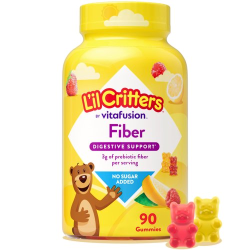 L’il Critters Fiber Daily Gummy Supplement for Kids, for Digestive Support, Berry and Lemon Flavors, 90 Gummies