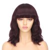 FAVE 12 Inch Natural Wave Wig with Bangs Human Hair Wigs for Women 100% Brazilian Virgin Human Hair Wig 99J Short Bob Wig with Bangs (12 inch, 99J)