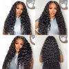 LYBYL 32 Inch 13x4 Deep Wave Lace Front Wigs Human Hair 180 Density Deep Part Curly Lace Front Wigs Human Hair Pre Plucked Glueless Transparent Lace Frontal Wig Pre Plucked with Baby Hair