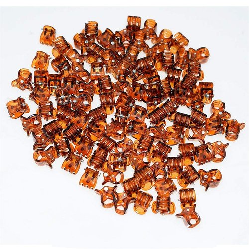 100pc/pack 1cm Hair Claws Clip for Women Girls Black & Brown & clear Plastic Mini Hairpin Hair Clip Clamp Hair Accessories Gifts (KLF-CLEAR+BROWN)