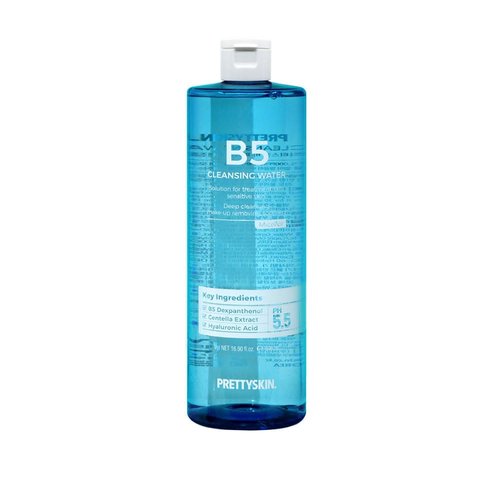 PS.PRETTYSKIN low PH 5.5 Vitamin B5 Micellar Cleansing Water 16.9 fl.oz.(500ml) with Centella asiatica extract, Hyaluronic acid for Deep cleansing, Mild Cleansing