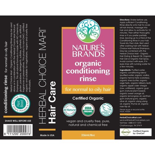 Herbal Choice Mari Organic Conditioner, Normal to Oily Hair; 8floz