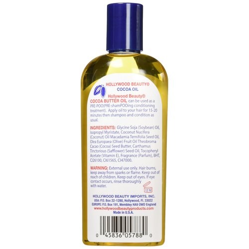 Hollywood Beauty Cocoa Butter Oil, 8 Ounce
