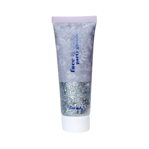 Body Glitter Face Hair Makeup Gel Festival Holographic Shimmer Rave Accessories Sequins for Women Party Eyeshadow, 50ml (Silver)