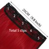 3/4 Full Head Black And Red Color Clip In Hair Extensions Mixed Black And Red Color Long Straight Highlight 5 Clips Clip in Synthetic Hair Extensions For Fashion Girls/Women 24" 120g