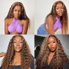 Highlight Lace Front Wig Human Hair 13x4 Water Wave Ombre Honey Blonde HD Transparent Lace Front Wigs for Women 180 Density 4/27 Glueless Wigs Human Hair Pre Plucked with Baby Hair 20 Inch