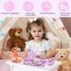 Lajeje 44Pcs Unicorn Tea Party Set for Little Girls, Pretend Plastic Teapot Set, Princess Tea Time Play Kitchen Toy with Dessert, Carrying Case for Birthday Easter Gifts Kids Toddlers Age 3 4 5 6