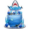 DRWATE 22 PCS Shark Cake Topper Shark Figurines Decorations for Boys Girls Ocean Theme Birthday Party Supplies (Blue)