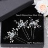 Barode Bride Pearl Wedding Hairpin Rhinestones Bridal Hair Pins Sparkly Crystal Hair Clips Jewelry for Women and Girls (Pack of 2) (Silver)