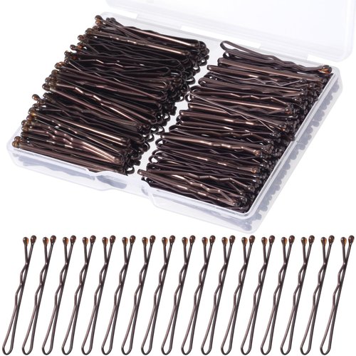 Isslly 200Pcs 1.46 Inch Mini Brown Hair Bobby Pins, Small Metal Hair Styling Pins, Waves Hair Pins for All Hair Styles for Women, Girls