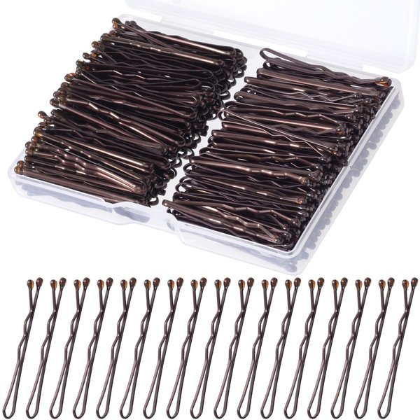 Isslly 200Pcs 1.46 Inch Mini Brown Hair Bobby Pins, Small Metal Hair Styling Pins, Waves Hair Pins for All Hair Styles for Women, Girls