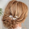 Kilshye Pearl Bride Wedding Hair Pins Rhinestone Bridal Hair Pieces Crystal Prom Hair Accessories for Women and Girls (Pack of 3) (Silver)