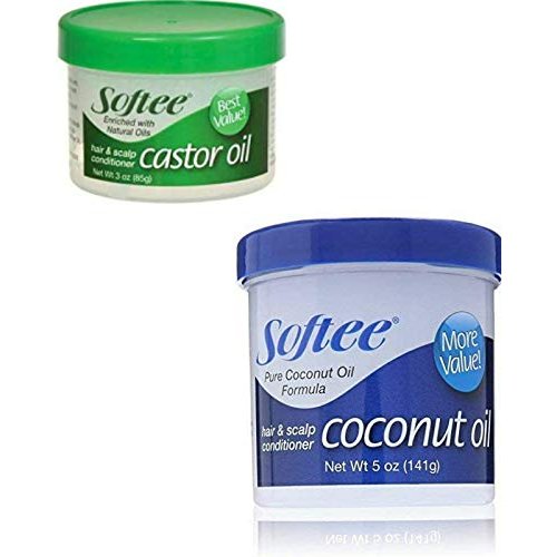 Softee Castor Oil 3 Fl.oz & Coconut Oil 5 Fl.oz Hair and Scalp Conditioner