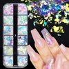 Iridescent Glitter Nail Art Sequins, Holographic 3D Irregular Ultra Thin Nail Art Glitter Flakes Design, Shiny Mermaid Nail Glitter Slices Resin Acrylic Supplies for Women Girls Manicure Decorations