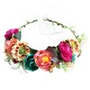 LLinfflr Women Floral Crown Flower Garland Headband Hair Wreath Floral Halo Headpiece Boho with Ribbon Wedding Party Photos