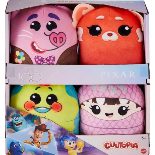 Mattel Disney100 Pixar Pals Cuutopia Plush Toys 4-Pack, Collectible Set of 4 Soft 5-Inch Pillow Dolls Inspired by Fan-Favorite Movie Characters