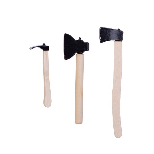 SUCCUNA Dollhouse Accessories Miniature Axe Tiny Metal Hatchet with Wooden Handle Mini Chopper for Halloween Dollhouse Decorations