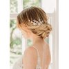 Denifery Dainty Bridal Floral Hair Comb Wedding Pearl Hair Comb Woodland Bridal Hair Accessories Flower Headpiece Bridal Head Piece Floral Hair Clip Leaf Side Comb Bridal Tiara (Rose Gold)