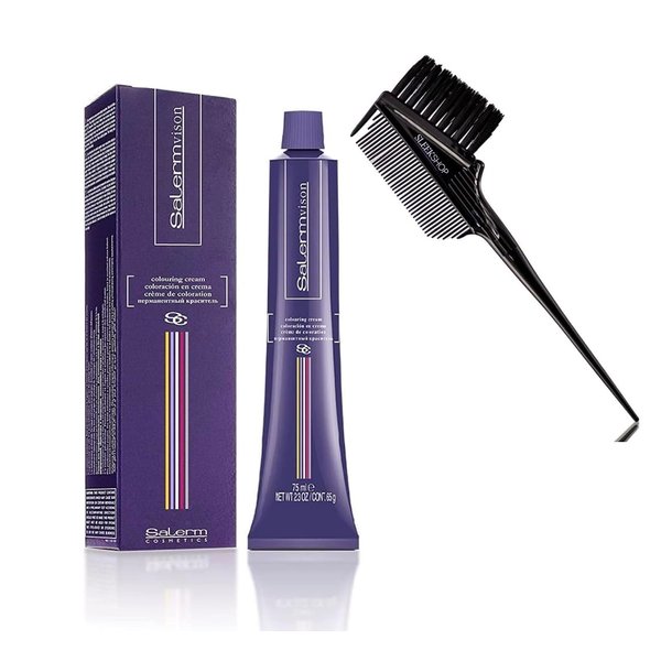 𝐒𝐚𝐥𝐞𝐫m Cosmetics VISION 𝐒𝐚𝐥𝐞𝐫mvision Permanent Cream Hair Color Dye (w/SLEEKSHOP 3-in-1 Brush/Comb) Haircolor Creme, Gray Coverage in 30 minutes (7,1 Ash Blond)
