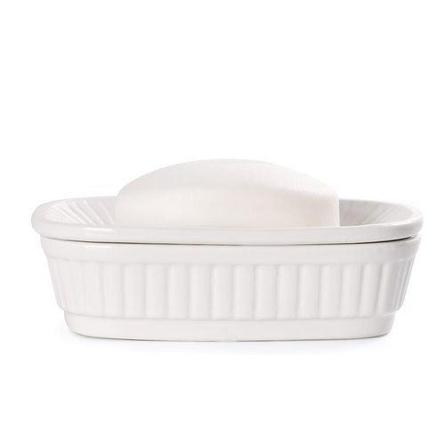 Ceramic Soap Dish, Self-draining Soap Holder, Double Layer Bar Soap Holder, White Draining Soap Dishes for Bathroom Shower Kitchen, Minimalist Vintage Style, Keep Soap Dry, ANTIS'S HOME