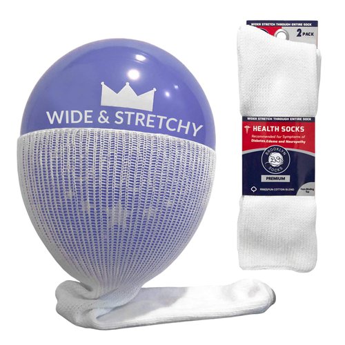 Extra Wide Diabetic Cotton Socks, Mens Medical Swollen Feet Mid/Over the Calf Socks (Extra Wide - White) - 6 pairs