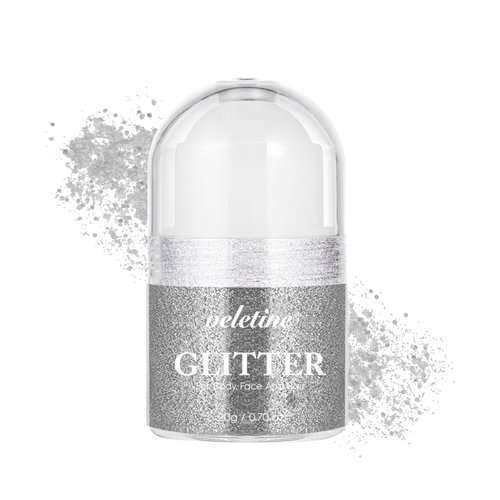 Veletine Body Glitter Gel, Roll-on Glitter Gel for Body, Face, Hair and Lip,Shimmer Three-Dimensional Glitter, Halloween Sparkling Body Contouring Highlight Makeup, 20g/0.7 oz (Silver)