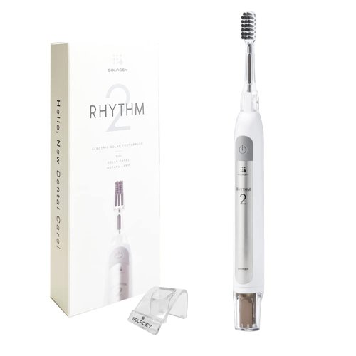 Soladey Rhythm 2, Ionic Power Electric Toothbrush, Solar Panels and TiO2 Semiconductor (Snow White), Ready to use Ionic Toothbrush