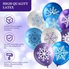 Suilung 50 Counts Winter Snowflake Balloons 12 Inch Balloon Garland Wonderland Latex White Blue Purple Balloons for Christmas Holiday Wedding Baby Shower Party Decoration Home Supplies