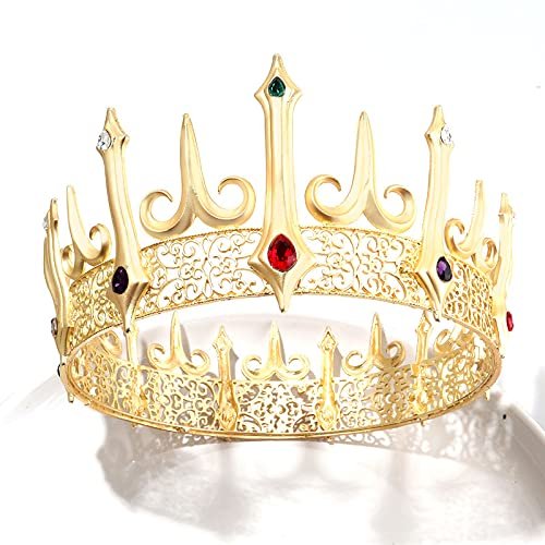 YADIRF Full Crystal Queen King Wedding Pageant Prom Tiara Round Crown For Pageant Prom Costume Pa...