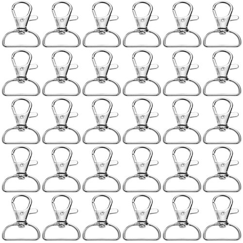Swivel Clasp Swivel Snap Hooks Trigger Clips 1 Inch D Rings Metal Lobster Claw Clasps for Making Snap Tabs, Keychain Hardware, Purse Hardware, 40 Pcs