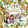 Mpanwen Jungle Safari Birthday Party Decorations, 127 Pcs Zoo Safari Animal Theme Party Supplies for Baby - Backdrop, Banner, Cake, Cupcake Toppers, Palm Leaves